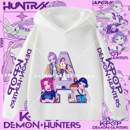 2026 New Letter A-Z Girls' sportswear Kpop Demon Hunters Boys' casual shirt Children's hooded shirt Autumn/Winter long-sleeved