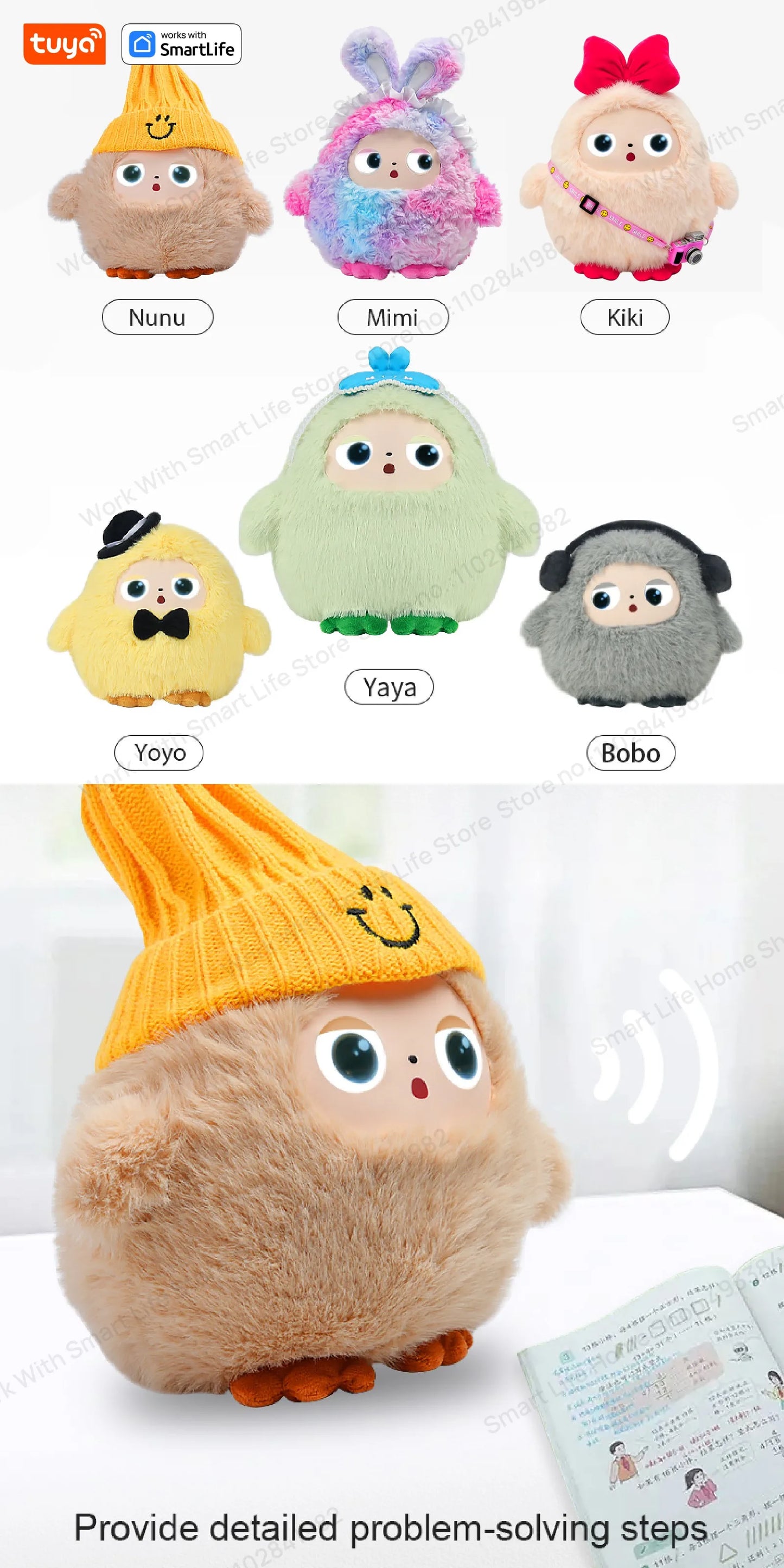 AI Plush Toy W/Smart Voice&LED Eyes,Interactive Companion for Kid/Adult‌Gift-ReadyRechargeable E-Pet open up fun life W/Tuya App