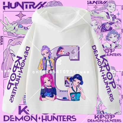 2026 New Letter A-Z Girls' sportswear Kpop Demon Hunters Boys' casual shirt Children's hooded shirt Autumn/Winter long-sleeved