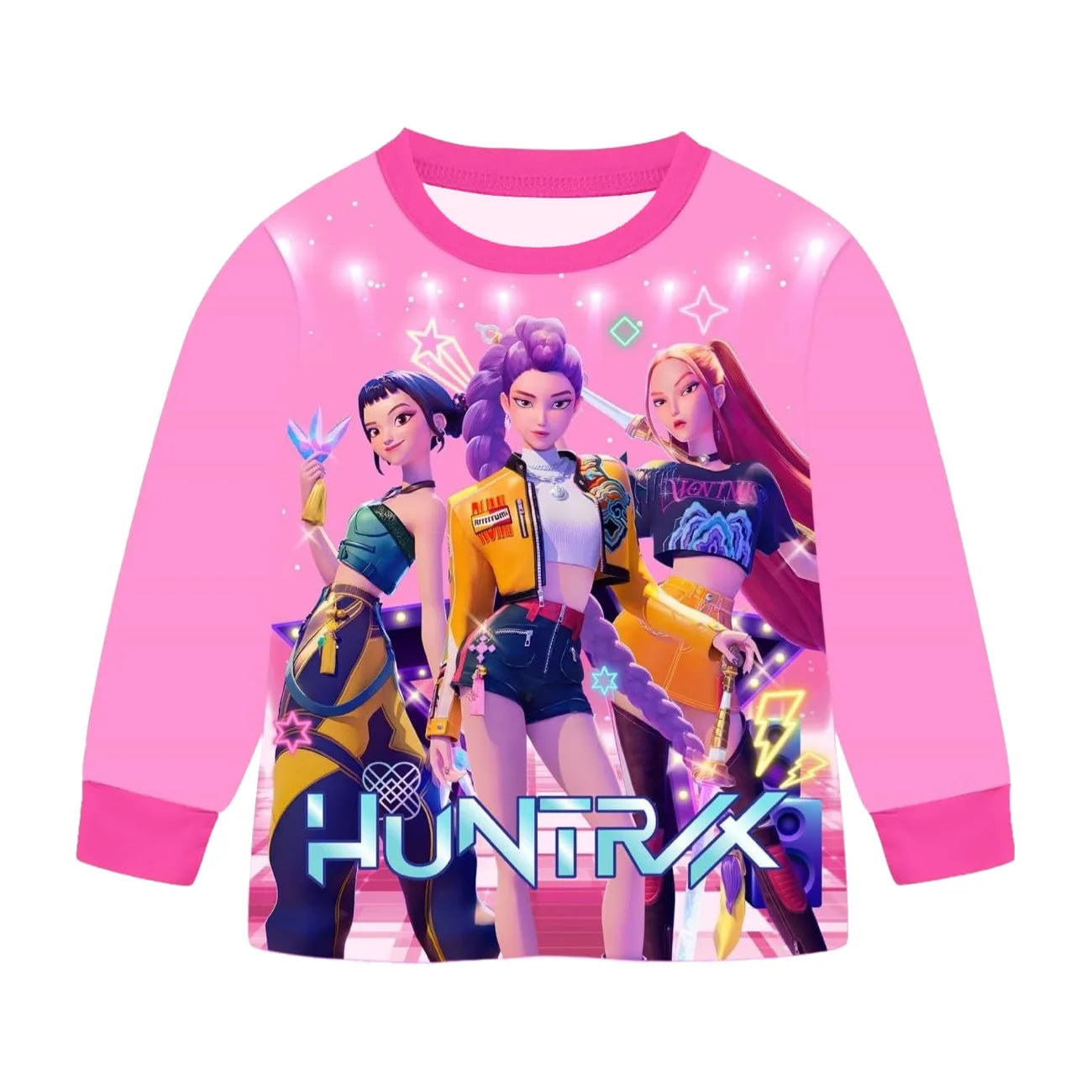 Anime Kpop Demon Hunters Zoey Costume Autumn Pajamas for Children's Clothing 3-14Years Kids Huntrix Rumi Girls Tshirt Pants Sets