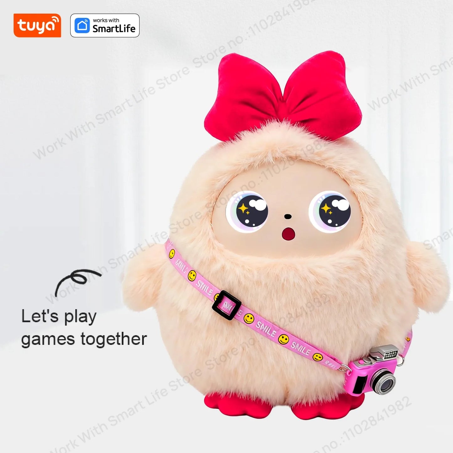 AI Plush Toy W/Smart Voice&LED Eyes,Interactive Companion for Kid/Adult‌Gift-ReadyRechargeable E-Pet open up fun life W/Tuya App