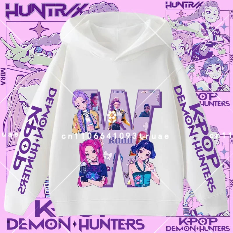 2026 New Letter A-Z Girls' sportswear Kpop Demon Hunters Boys' casual shirt Children's hooded shirt Autumn/Winter long-sleeved