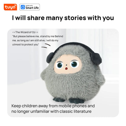 AI Plush Toy W/Smart Voice&LED Eyes,Interactive Companion for Kid/Adult‌Gift-ReadyRechargeable E-Pet open up fun life W/Tuya App
